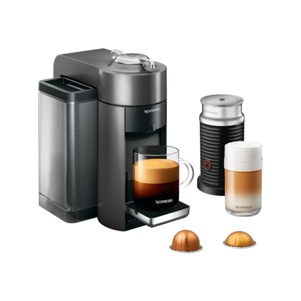 Nespresso Evoluo Graphite Metal & Aeroccino3 Milk Frother - Coffee Machine Bundle