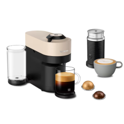 Nespresso Vertuo Pop+ Beige & Aeroccino3 Milk Frother - Coffee Machine Bundle